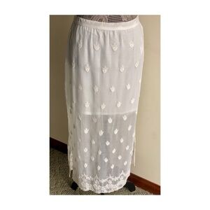 Free people white maxi skirt summer embroidered sheet light long skirt size s